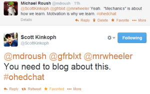 Scott Kinkopf asked me to write more about a comment I made.